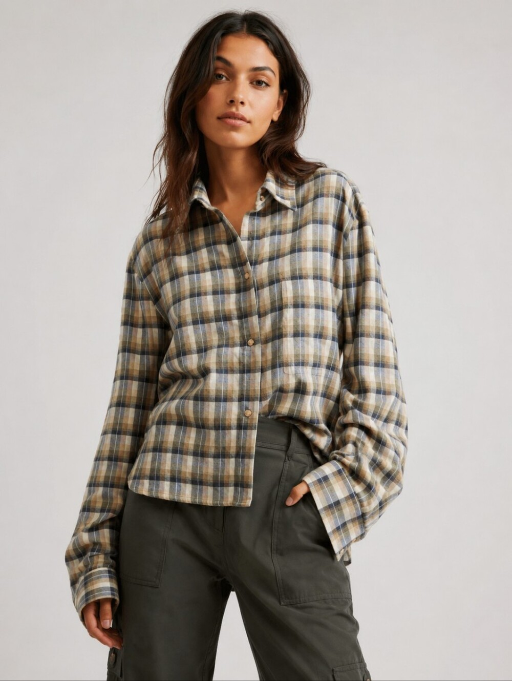 ❤️ NWOT! TWP DUDE PLAID COTTON SNAP SHIRT, M/L (MEDIUM / LARGE)